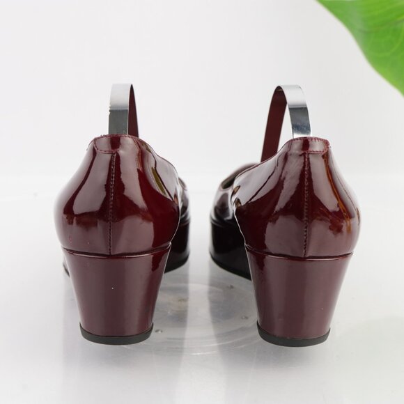 Marc Jacobs Womens Pump Size 7 Burgundy Patent Wedge Heel Platform Dress Shoe - Picture 5 of 14